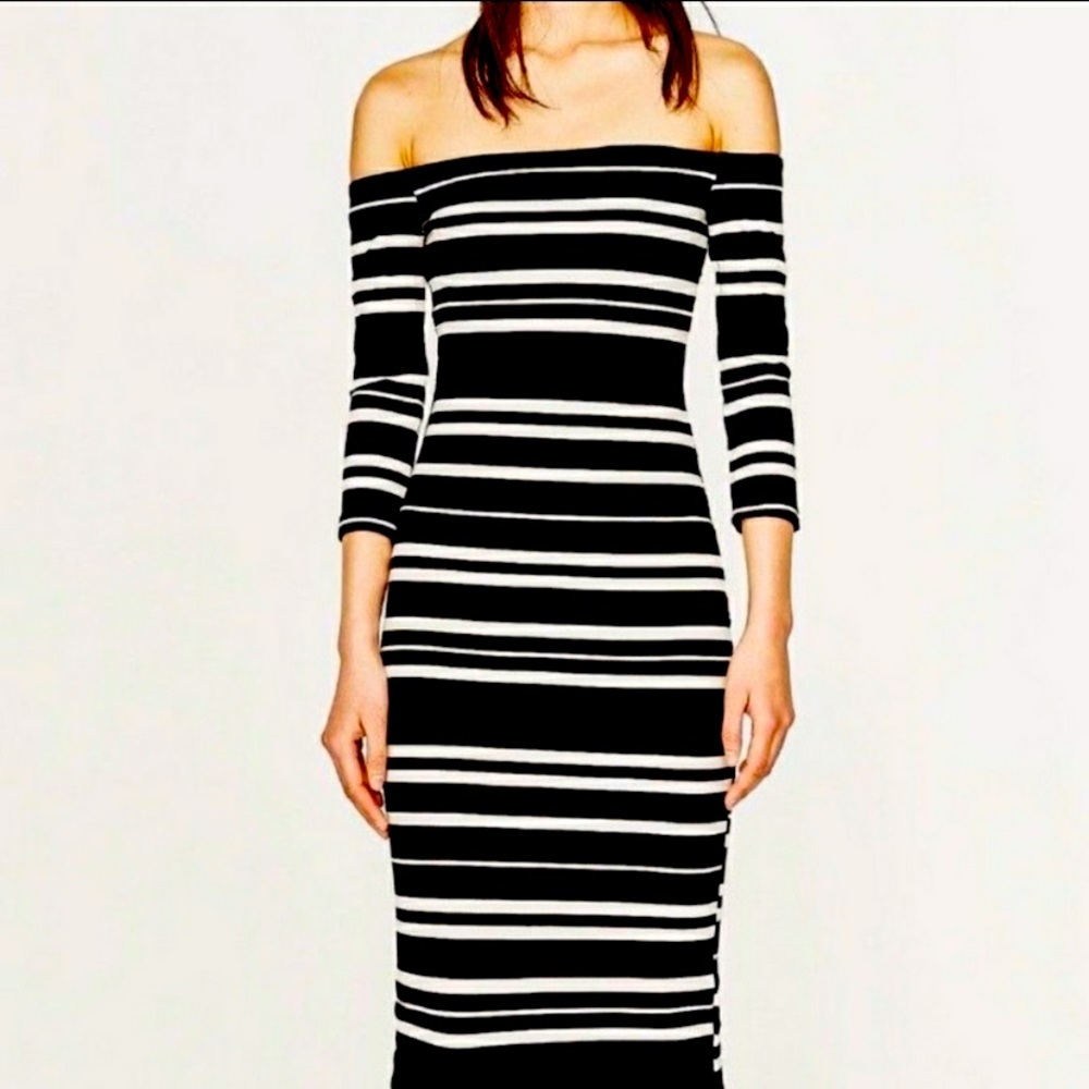 Elegant Zara Trafaluc off the shoulder dress